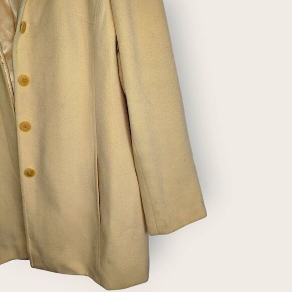 Katherine Kelly Womens Sz 8 Wool Cashmere Blend Coat Yellow Carcoat Peacoat Vtg - Picture 6 of 11